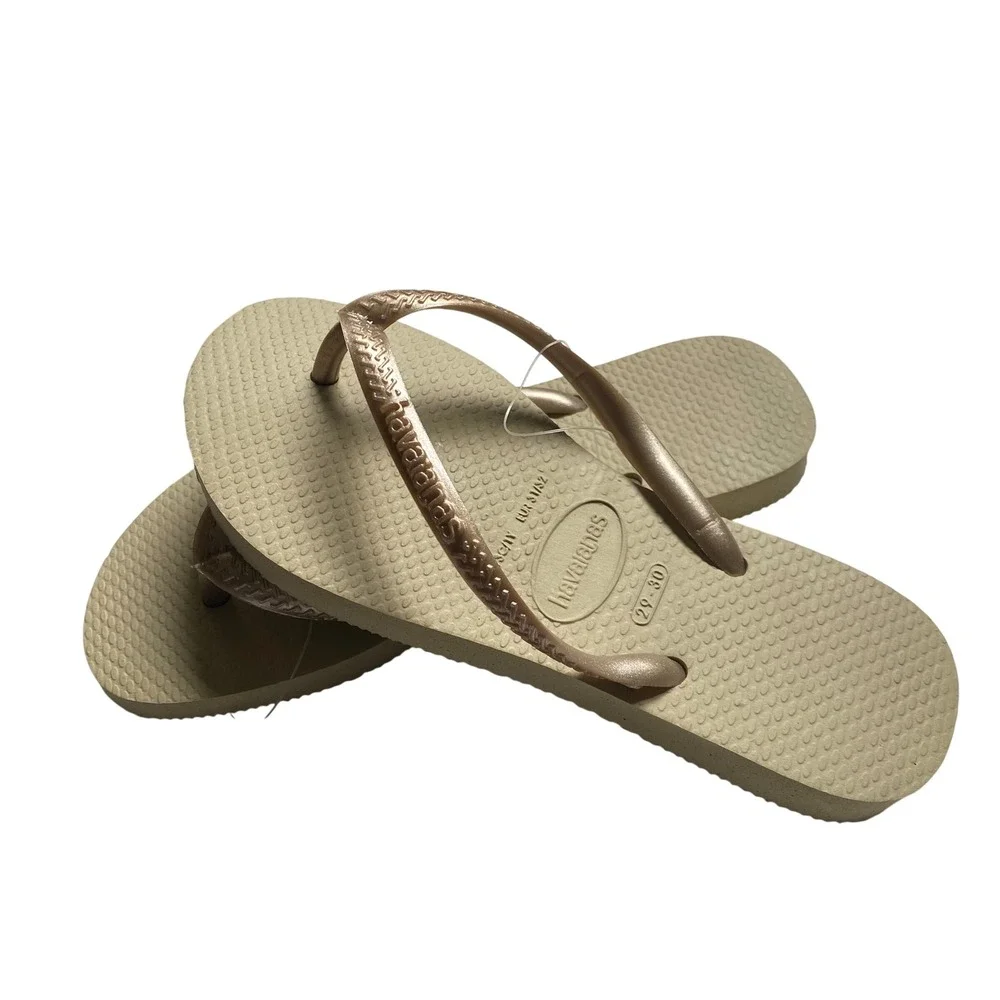 Havaianas Kids Slim Rose Gold Metallic Flip‎ Flop Sandals Size 13C/1Y NWT